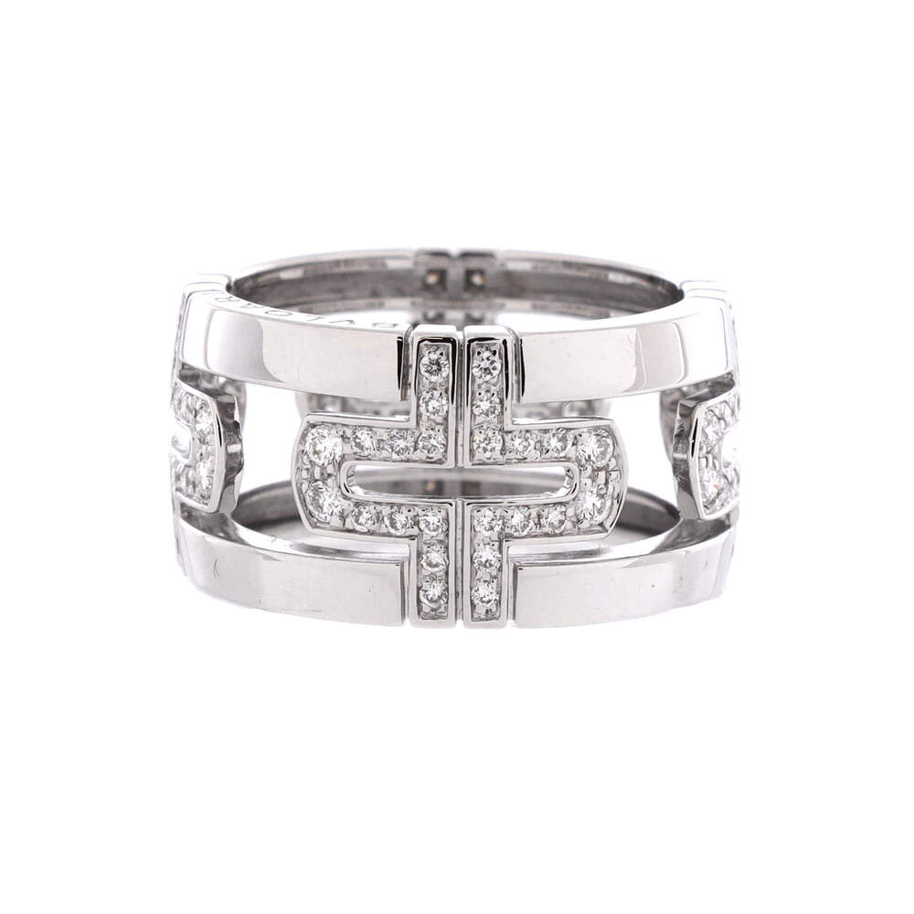 Bvlgari 11mm Parentesi Band Ring 18K White Gold and Diamonds